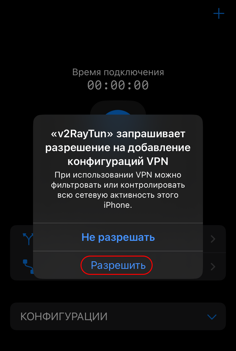 Запуск v2RayTun на iOS