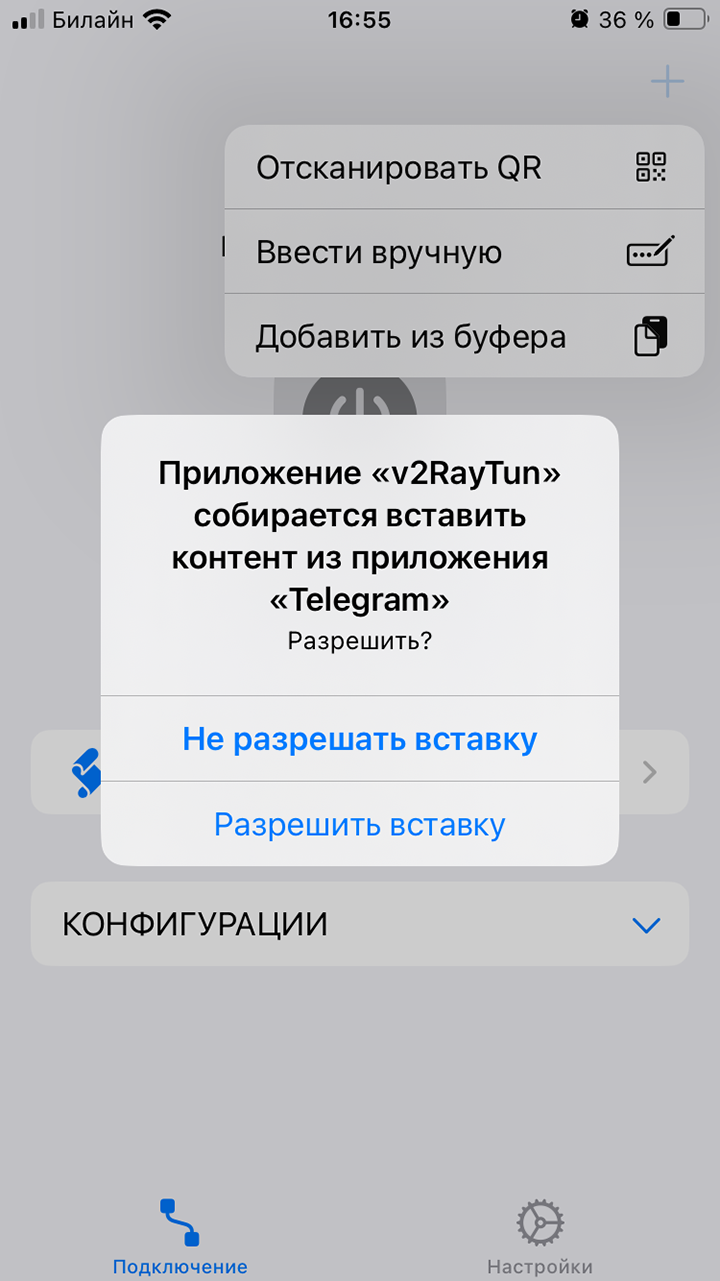 v2RayTun конфигурация